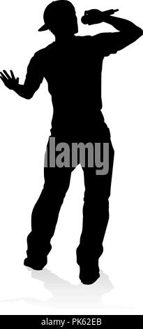 Cantante pop Country o Rock Star Silhouette Illustrazione Vettoriale