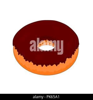 Isolato gustosi piatti fast food ciambella al cioccolato Illustrazione Vettoriale