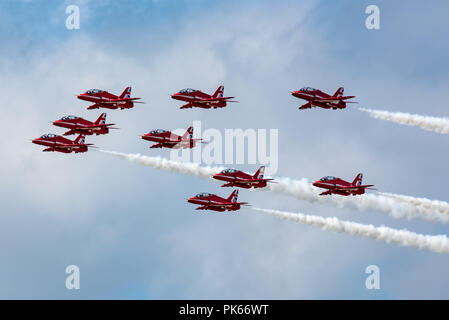 RAF frecce rosse aviogetti Hawk in formazione Foto Stock
