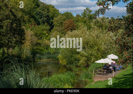 Una vista della Valle di Avon dal viadotto Avoncliff vicino a Bradford on Avon, Wiltshire, Regno Unito Foto Stock