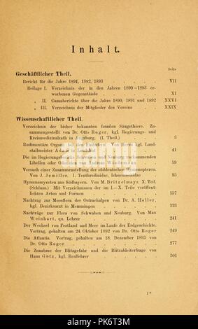 Bericht des Naturwissenschaftlichen Vereins für Schwaben und Neuburg (a.v.) in Augsburg Foto Stock