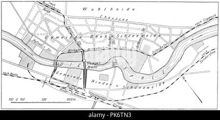 Berlin Lageplan Oberschoeneweide. Foto Stock