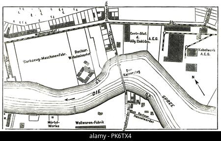 Berlin Oberschoeneweide Kaisersteg Lageplan. Foto Stock