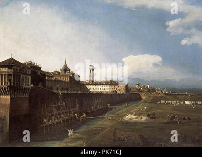 Bernardo Bellotto, il Canaletto - Vista di Torino in prossimità del Palazzo Reale - Foto Stock