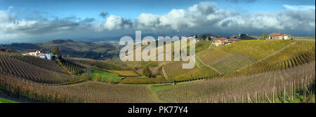 Piemonte vigneti in autunno dopo il raccolto Foto Stock