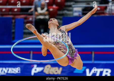 Sofia, Turchia. 11 settembre 2018: Derya Demirors di Â la Turchia durante la ginnastica ritmica campionati mondiali all'Arena Armeec a Sofia presso la trentaseiesima FIG Rhythmic Gymnastics World Championships. Ulrik Pedersen/CSM Foto Stock