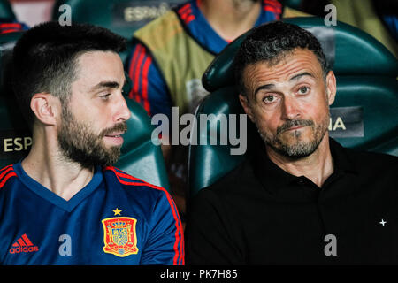 Elche, Spagna. 11 Settembre, 2018. L'allenatore spagnolo Luis Enriquein UEFA lega delle nazioni, gruppo 4, la lega a, match tra la Spagna e la Croazia al Martinez Valero Stadium. © ABEL F. ROS/Alamy Live News Foto Stock