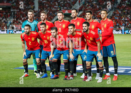 Elche, Spagna. 11 Settembre, 2018. Lo spagnolo alignmentin UEFA lega delle nazioni, gruppo 4, la lega a, match tra la Spagna e la Croazia al Martinez Valero Stadium. © ABEL F. ROS/Alamy Live News Foto Stock