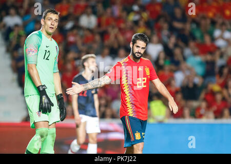 Elche, Spagna. 11 Settembre, 2018. Isco e Kalinic durante il match in UEFA lega delle nazioni, gruppo 4, la lega a, match tra la Spagna e la Croazia al Martinez Valero Stadium. © ABEL F. ROS/Alamy Live News Foto Stock