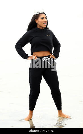 Atlantic City, NJ, Stati Uniti d'America. 9 Sep, 2018. 10 Settembre 2018 - Atlantic City, NJ- Miss America 2019 Nia Franklin. Miss America 2019 Toe Dip a Atlantic City Beach. Photo credit: MJT/AdMedia Credito: Mjt/AdMedia/ZUMA filo/Alamy Live News Foto Stock