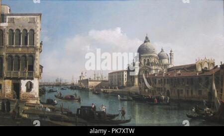 Vista del Canal Grande, Santa Maria della Salute e la Dogana da Campo Santa Maria Zobenigo da Bernardo Bellotto. Foto Stock