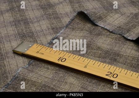 Tessuto di lana, costume, grigio-marrone a gabbia Foto Stock