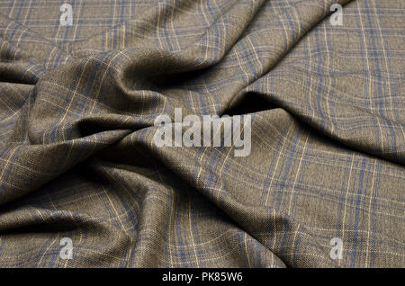 Tessuto di lana, costume, marrone-gabbia blu Foto Stock