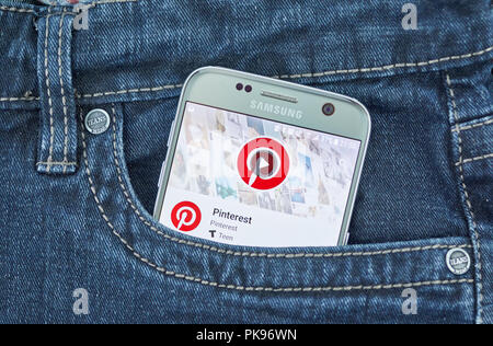 MONTREAL, Canada - 8 Settembre 2018: Pinterest applicazione mobile. Pinterest è un web e mobile application società che gestisce un sistema software Foto Stock