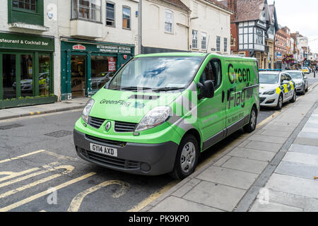 Bandiera verde ripartizione veicolo parcheggiato in UK street Foto Stock