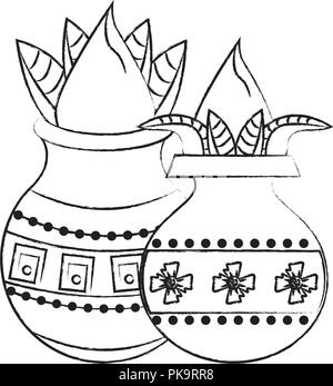 Ugadi elementi indiano schizzo Illustrazione Vettoriale