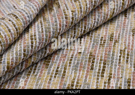 Viscosa con lurex e poliammide, rettangoli multicolore su bianco Foto Stock