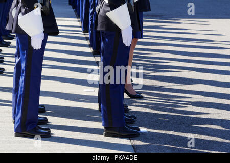 Gendarmeria francese frequentare ufficiale cerimonia militare, Sathonay-Camp, Francia Foto Stock