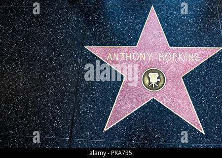 Los Angeles, CA / STATI UNITI D'America - 26 Luglio 2018: Anthony Hopkins Star a Hollywood Walk of fame sulla Hollywood Boulevard Foto Stock