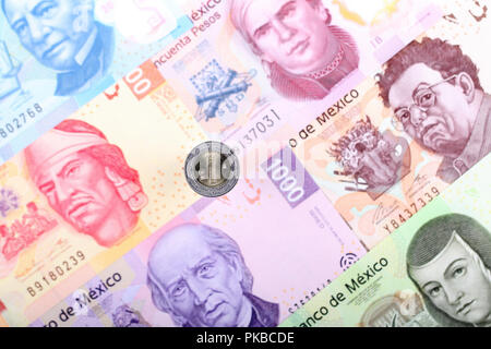 Pesos sullo sfondo delle banconote messicano Foto Stock