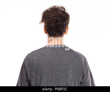 Uomo grigio che indossa la t-shirt retro ritratto Foto Stock