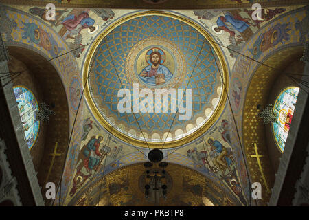 Interno della cupola della Kronstadt Cattedrale navale progettato dall architetto russo Vasily Kosyakov e costruito nel 1903-1913 a Kronstadt vicino a San Pietroburgo, Russia. Foto Stock