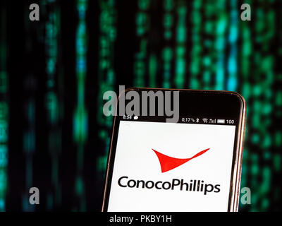 Conoco Phillips visto il logo visualizzato sul telefono intelligente Foto Stock