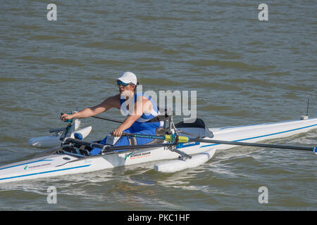 Plovdiv, Bulgaria, Mercoledì, 12 settembre 2018. FISA, mondo campionati di canottaggio, insegne ISR PR1 W1X, Moran SAMUAL., © Peter SPURRIER, Credito: Pietro SPURRIER/Alamy Live News Foto Stock