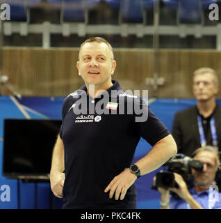 Varna, Bulgaria. Xii Sep, 2018. headcoach Igor KOLAKOVIC (Iran), .FIVB Pallavolo uomini del Campionato del Mondo 2018, pool D, Iran vs Puerto Rico. Palazzo della Cultura e dello Sport, Varna/Bulgaria, .le squadre della Finlandia, Cuba, Puerto Rico, Polonia, Iran e co-host La Bulgaria sta giocando in pool D nel turno preliminare. Credito: Wolfgang Fehrmann/ZUMA filo/Alamy Live News Foto Stock