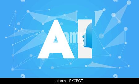 Intelligenza artificiale ai concept futuristico. Grande umana per la visualizzazione di dati con Cyber mente. Macchina di apprendimento profondo Illustrazione Vettoriale