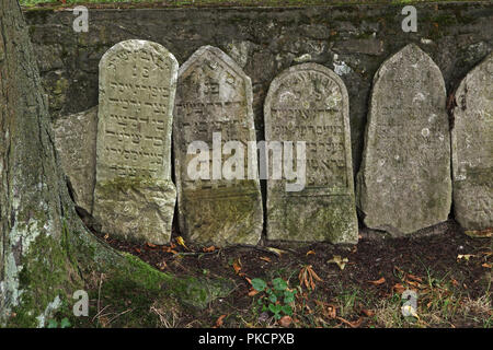 Cimitero ebraico in Třebíč nella regione Oberland, Repubblica Ceca. Foto Stock