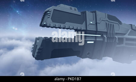 Avveniristica astronave cargo battenti 3D rendering Foto Stock