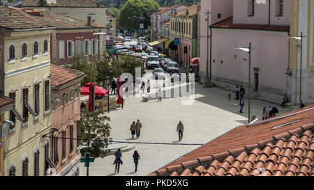 Parenzo in Istria (Istra), Croazia, Aprile 2018 - Piazza della Libertà è vista dal di sopra Foto Stock