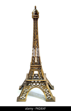 Souvenir Torre Eiffel isolati su sfondo bianco Foto Stock