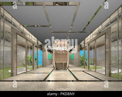 3D render di hotel reception lobby Foto Stock