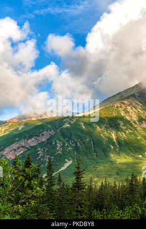 Polacco monti Tatra estate paesaggio con cielo blu e nuvole bianche. Immagine hdr Foto Stock