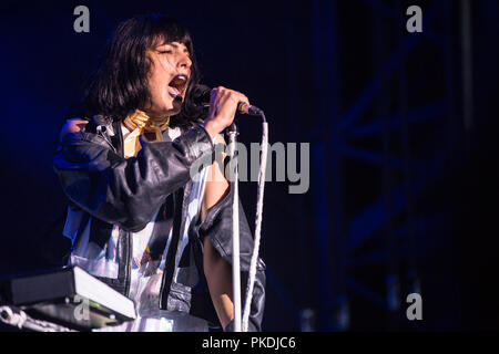 Band canadese Cari Rouge effettuando in corrispondenza di Skookum Music Festival di Stanley Park a Vancouver, BC il 7 settembre 2018 Foto Stock