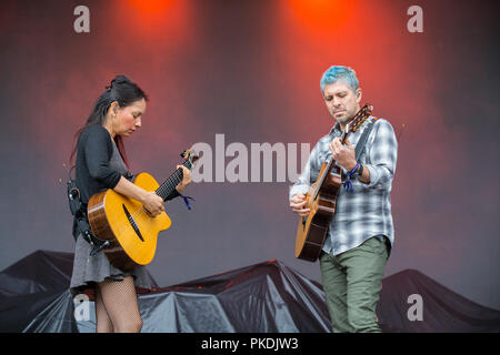 Rodrigo y Gabriela effettuando in corrispondenza di Skookum Music Festival di Stanley Park a Vancouver, BC il 7 settembre 2018 Foto Stock