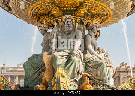 La Fontaine des Fleuves fontana a Place de la Concordia, Parigi - Francia. Foto Stock