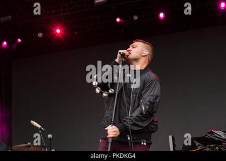 Band americana Cold War Kids in esecuzione al Skookum Music Festival di Stanley Park a Vancouver, BC il 7 settembre 2018 Foto Stock