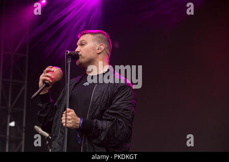 Band americana Cold War Kids in esecuzione al Skookum Music Festival di Stanley Park a Vancouver, BC il 7 settembre 2018 Foto Stock