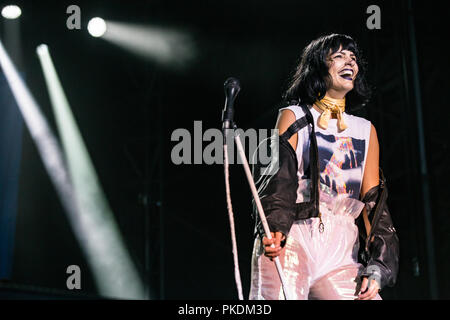 Band canadese Cari Rouge effettuando in corrispondenza di Skookum Music Festival di Stanley Park a Vancouver, BC il 7 settembre 2018 Foto Stock