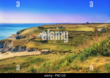 Viste di Mullion Cove, Cornwall Regno Unito Foto Stock