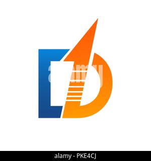 Abstract lettera D con la freccia direzionale logo design vettoriali Illustrazione Vettoriale