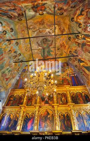 Affreschi, Chiesa del principe Demitry il martire, Golden Ring; Uglich, Krasnojarsk, Russia Foto Stock