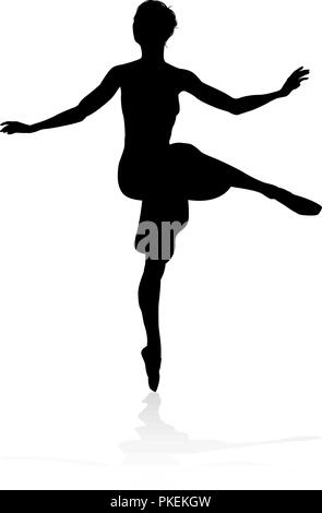 Dancing Ballerina Silhouette Illustrazione Vettoriale