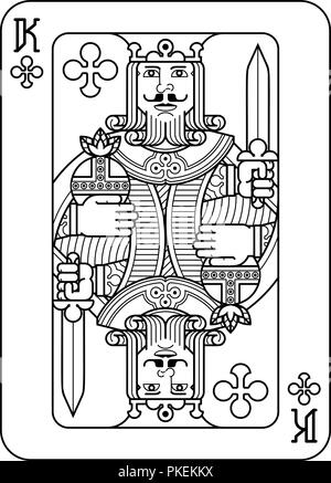 Carta da gioco re di picche in bianco e nero Illustrazione Vettoriale