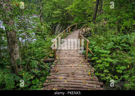 Sentiero Tranquillo presso il Parco Nazionale dei Laghi di Plitvice in Croazia Foto Stock