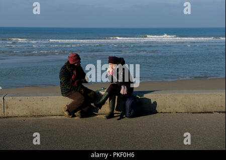 Impressioni della costa village Wissant tra Cap Gris Nez e Cap Blanc Nez, sulla Côte d'Opale, nel Pas-de-Calais département, Franco settentrionale Foto Stock