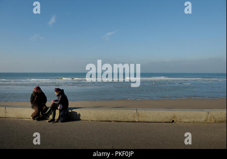 Impressioni della costa village Wissant tra Cap Gris Nez e Cap Blanc Nez, sulla Côte d'Opale, nel Pas-de-Calais département, Franco settentrionale Foto Stock